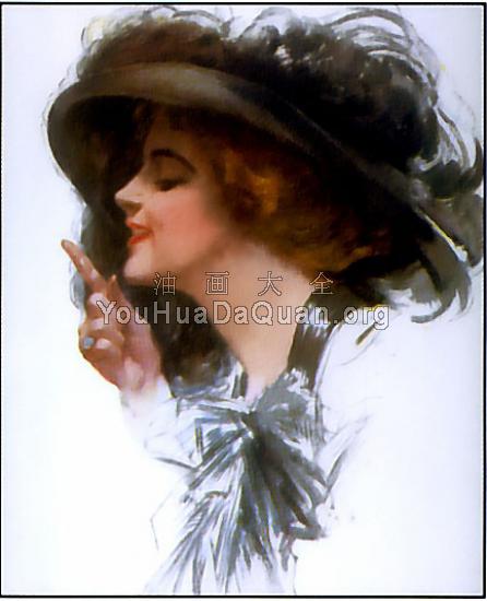 Naughty, Naughty Woman in large Black Hat - 哈里森·费歇尔